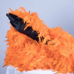 Orange Turkey Feather Boa 180cm with Silver Tinsel Flick