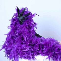 Dark Purple Turkey Feather Boa 180cm with Silver Tinsel Flick