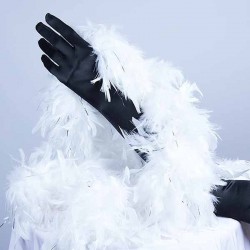 White Turkey Feather Boa 180cm with Silver Tinsel Flick
