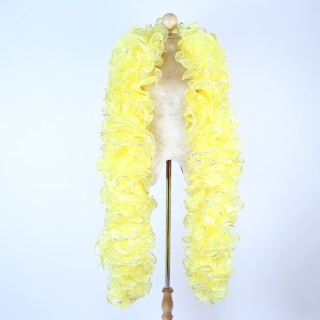 Yellow Crystal Organza Boa 250cm with Silver Sequin Trim