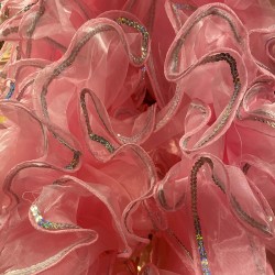 Light Pink Crystal Organza Boa 250cm with Silver Sequin Trim