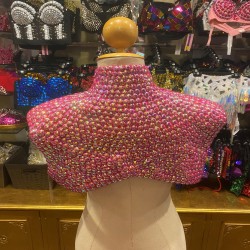 Pop Sequin Shoulder Shrug Hot Pink