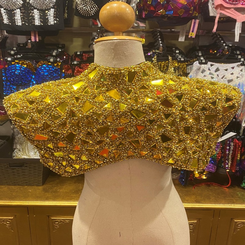 Gold Mirrored Sequin Cropped Jacket