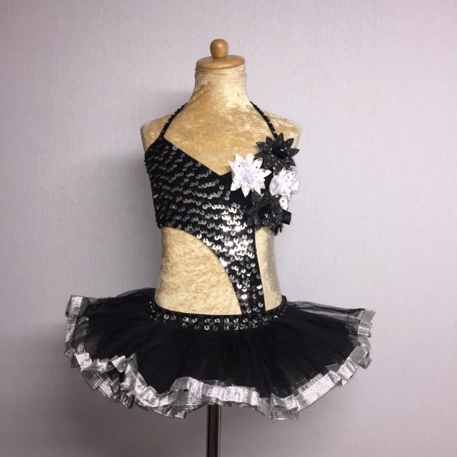 Candy Flower Sequin Leotard with Tu Tu Black and Silver