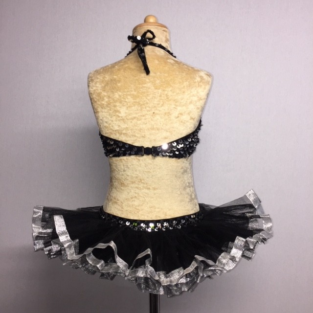 Candy Flower Sequin Leotard with Tu Tu Black and Silver