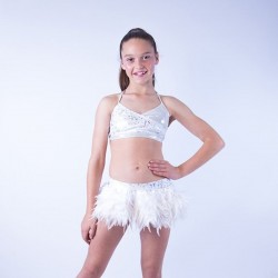 USA Foil Crop Top and Feather Skirt White