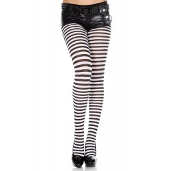 Music Legs Striped Pantyhose Black / White