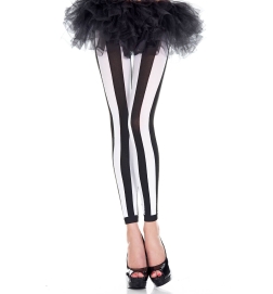 Music Legs Black-White Striped Vertical Leggings