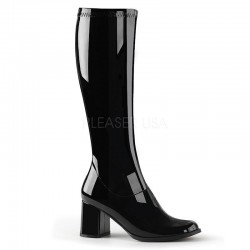 SALE - Gogo 300 Stretch Boot Black Patent Pleaser
