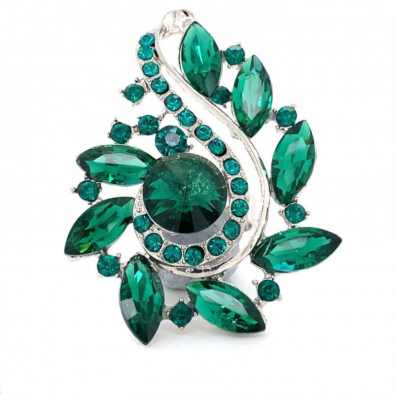 Emerald Green Crystal Diamante Ring 07