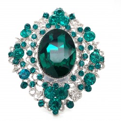 Emerald Green Crystal Diamante Ring 12