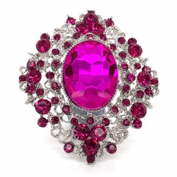 Pink Crystal Diamante Ring R12