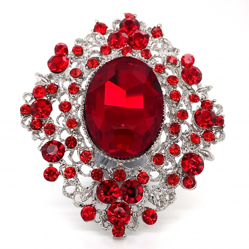 Red Crystal Diamante Ring 12