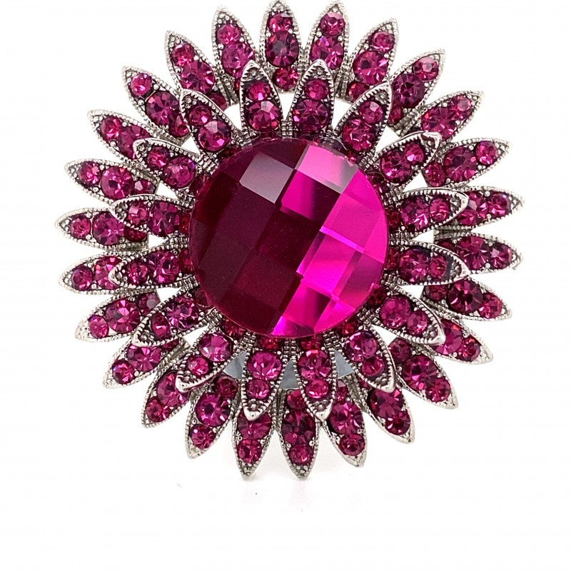 Pink Crystal Diamante Ring 11