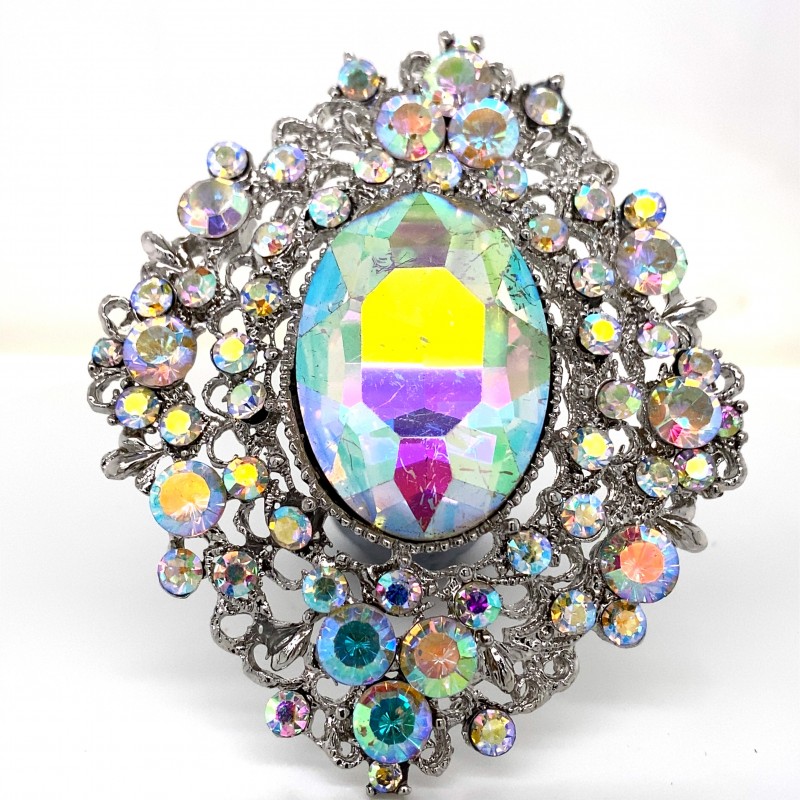 Aurora Borealis Crystal Diamante Ring R12